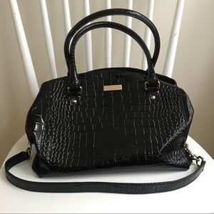 Kate Spade Black Patent Leather Croc Emboss Bag
